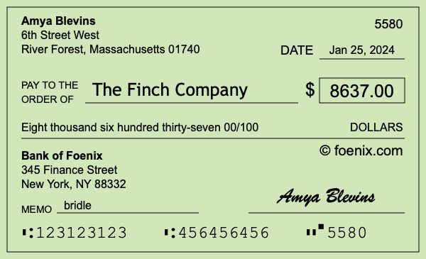 How to write a check for $8,637