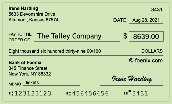 How to write a check for $8,639