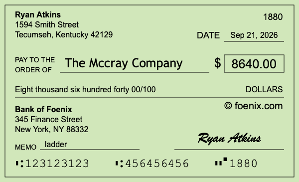 How to write a check for $8,640