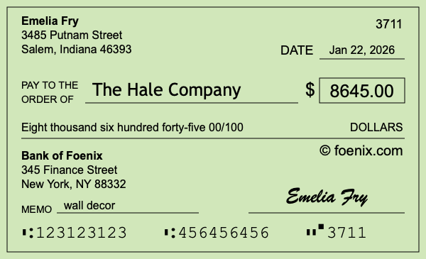 How to write a check for $8,645