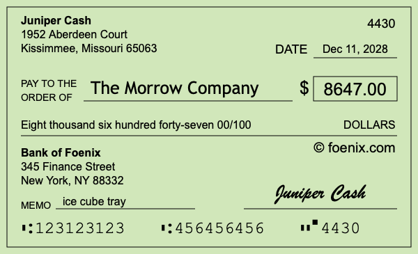 How to write a check for $8,647