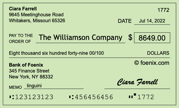 How to write a check for $8,649