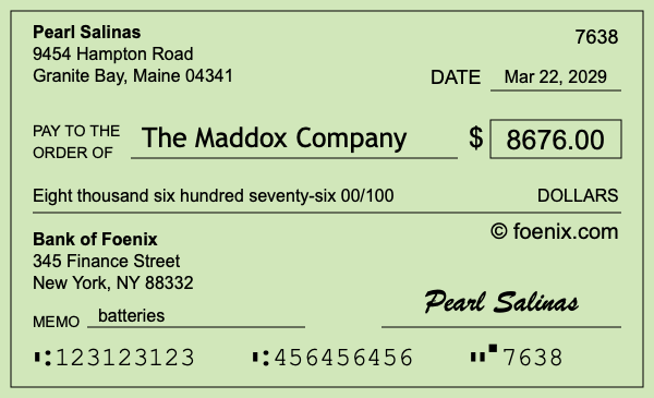 How to write a check for $8,676