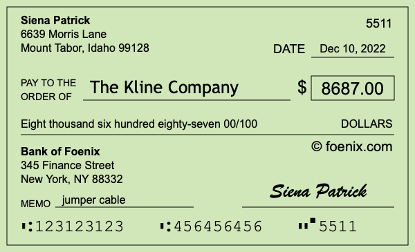 How to write a check for $8,687