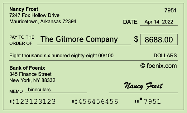 How to write a check for $8,688