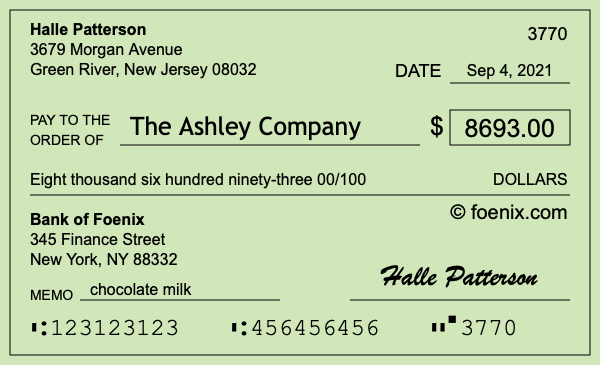 How to write a check for $8,693