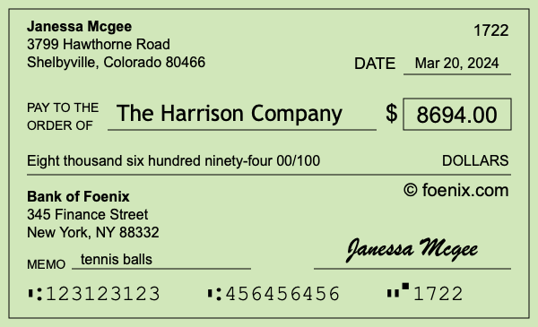How to write a check for $8,694