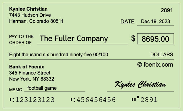 How to write a check for $8,695