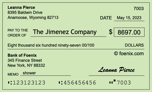 How to write a check for $8,697
