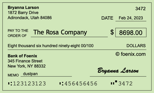 How to write a check for $8,698