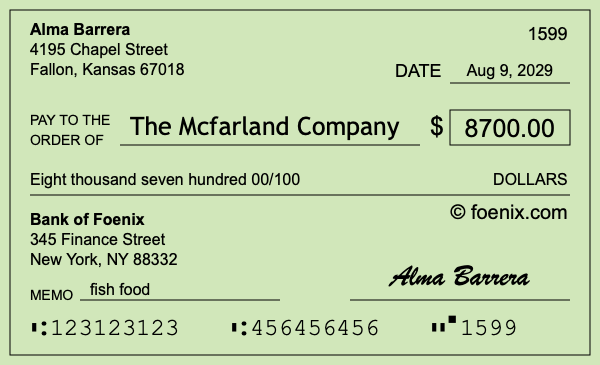How to write a check for $8,700