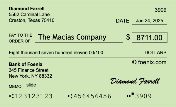 How to write a check for $8,711