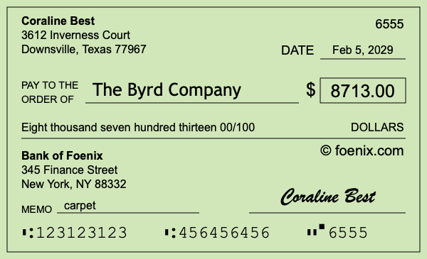 How to write a check for $8,713