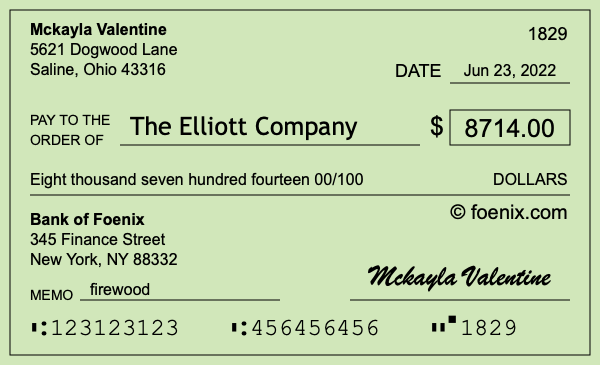 How to write a check for $8,714