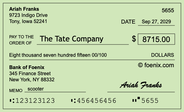 How to write a check for $8,715