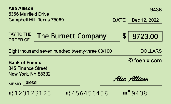 How to write a check for $8,723