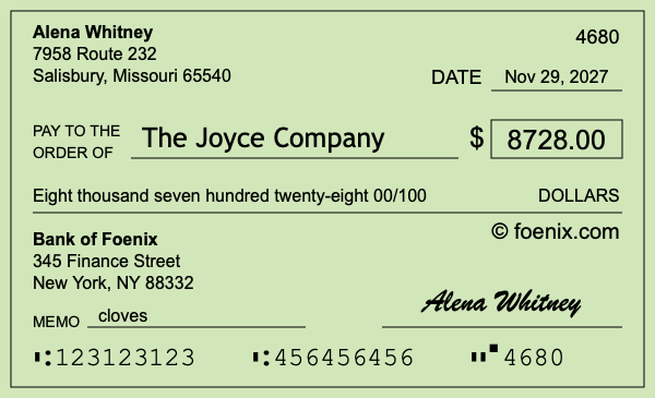 How to write a check for $8,728