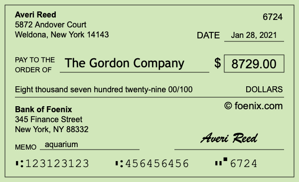 How to write a check for $8,729