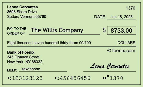 How to write a check for $8,733