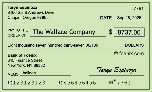 How to write a check for $8,737