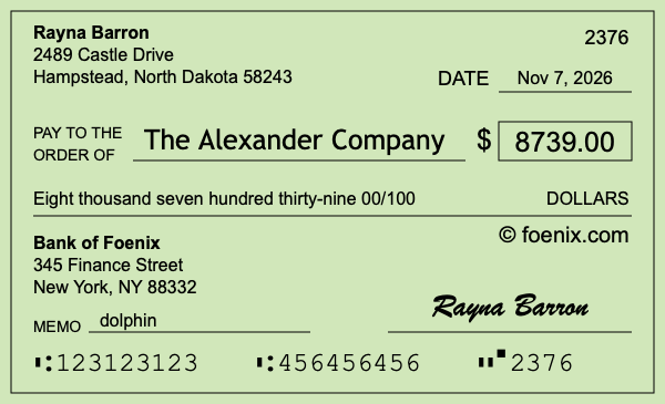 How to write a check for $8,739