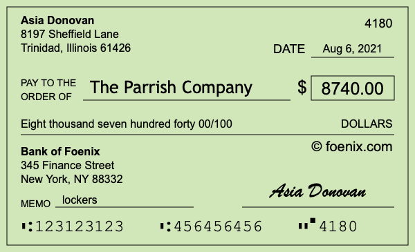 How to write a check for $8,740