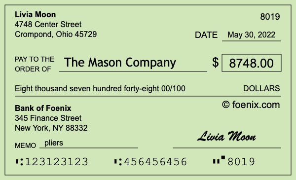 How to write a check for $8,748