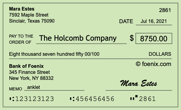How to write a check for $8,750