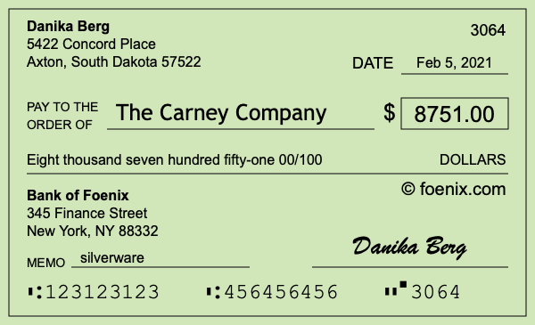 How to write a check for $8,751