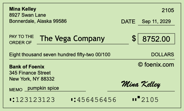 How to write a check for $8,752