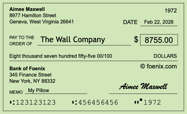 How to write a check for $8,755