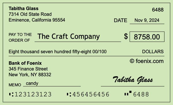 How to write a check for $8,758