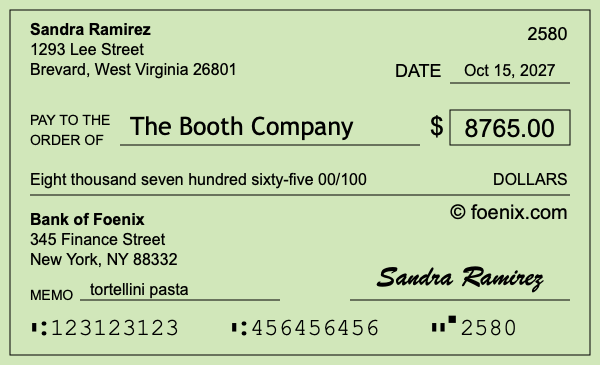 How to write a check for $8,765