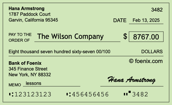 How to write a check for $8,767