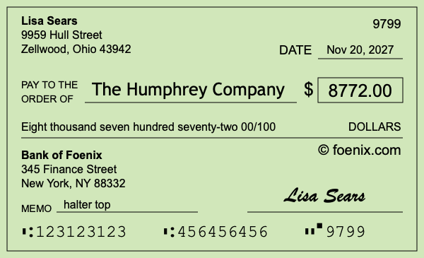 How to write a check for $8,772
