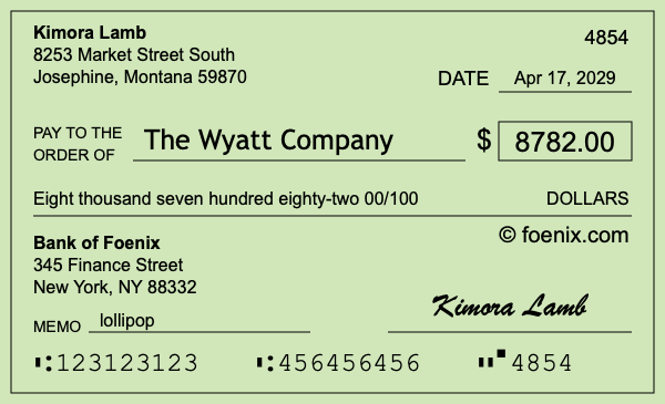How to write a check for $8,782