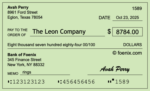 How to write a check for $8,784