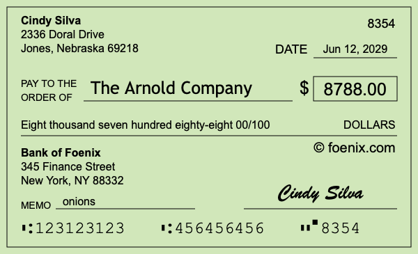 How to write a check for $8,788