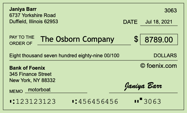 How to write a check for $8,789