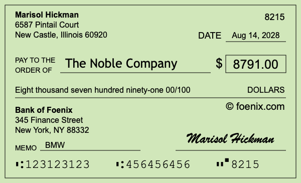 How to write a check for $8,791