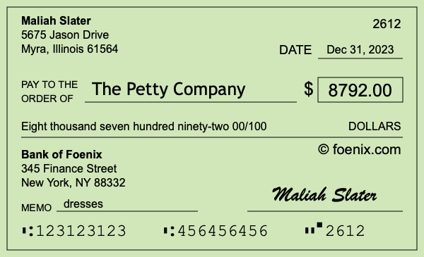 How to write a check for $8,792