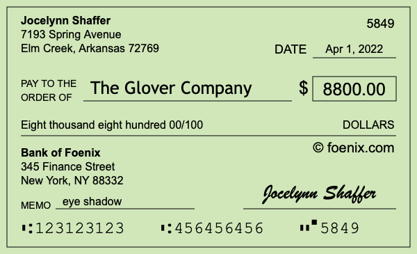 How to write a check for $8,800
