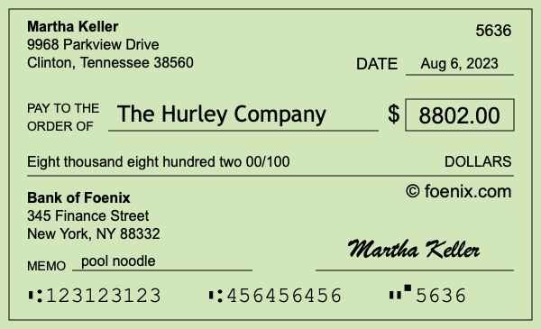How to write a check for $8,802