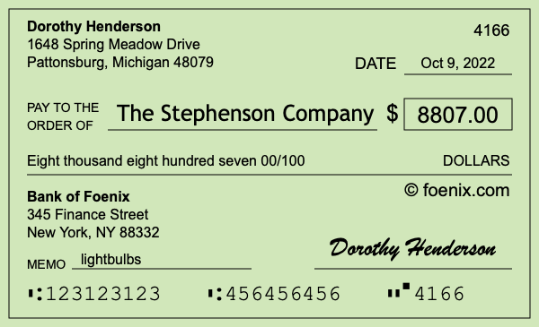 How to write a check for $8,807