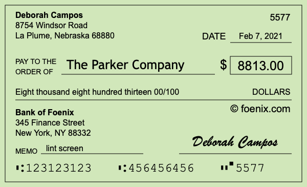 How to write a check for $8,813