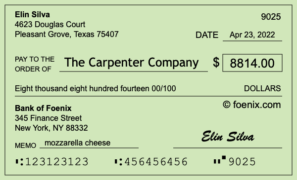 How to write a check for $8,814