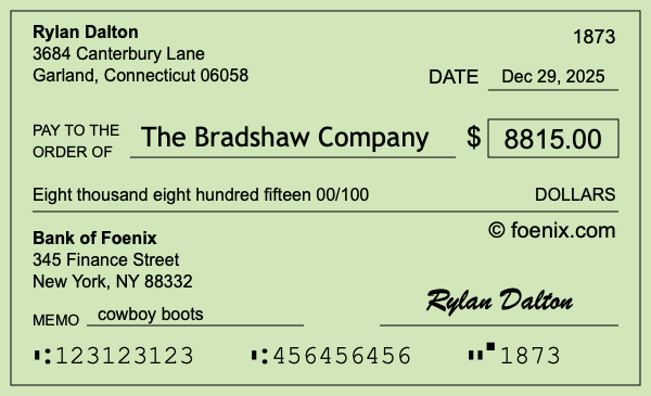 How to write a check for $8,815