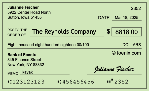 How to write a check for $8,818