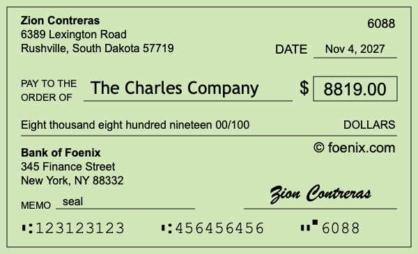 How to write a check for $8,819