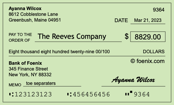 How to write a check for $8,829